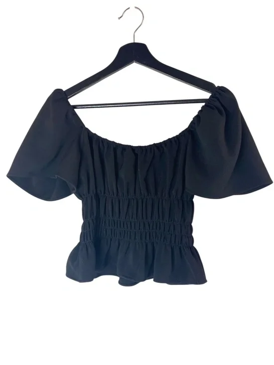 RHODE Grace Smocked Peplum Hem Top in Black size S - Picture 3 of 5